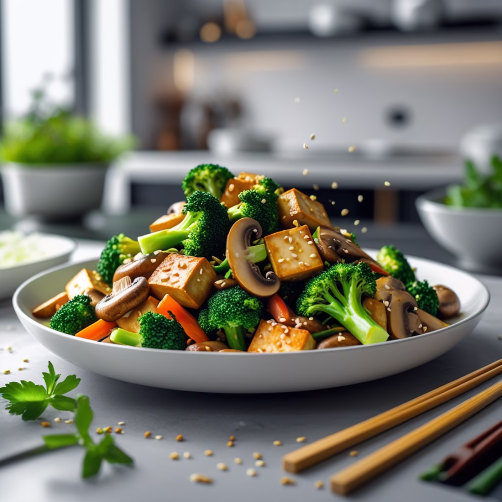 Broccoli Mushroom and Tofu Stir Fry