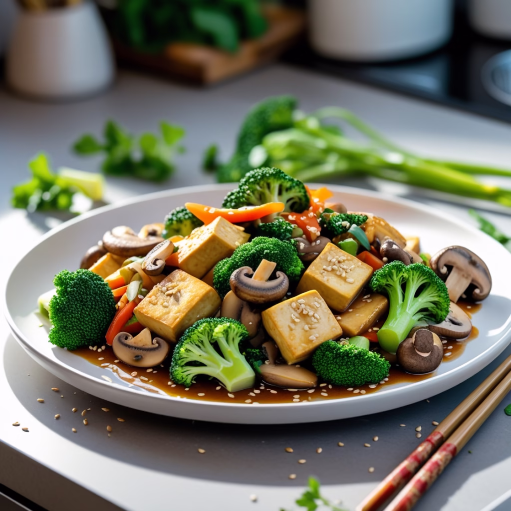 Broccoli Mushroom and Tofu Stir Fry