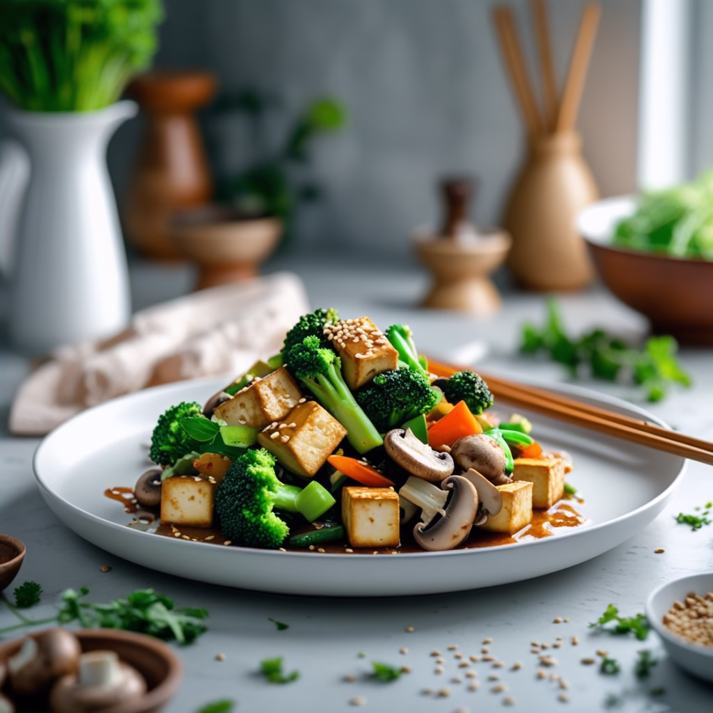 Broccoli Mushroom and Tofu Stir Fry