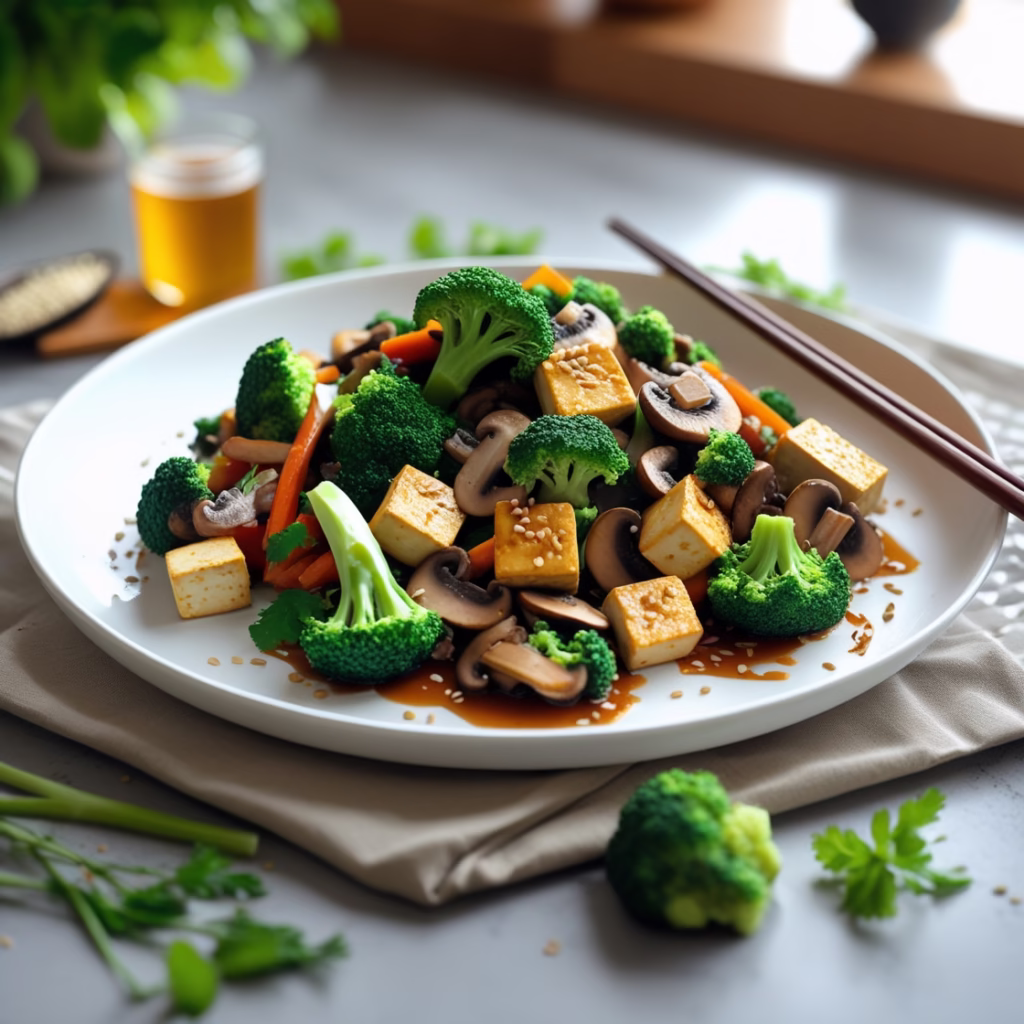 Broccoli Mushroom and Tofu Stir Fry